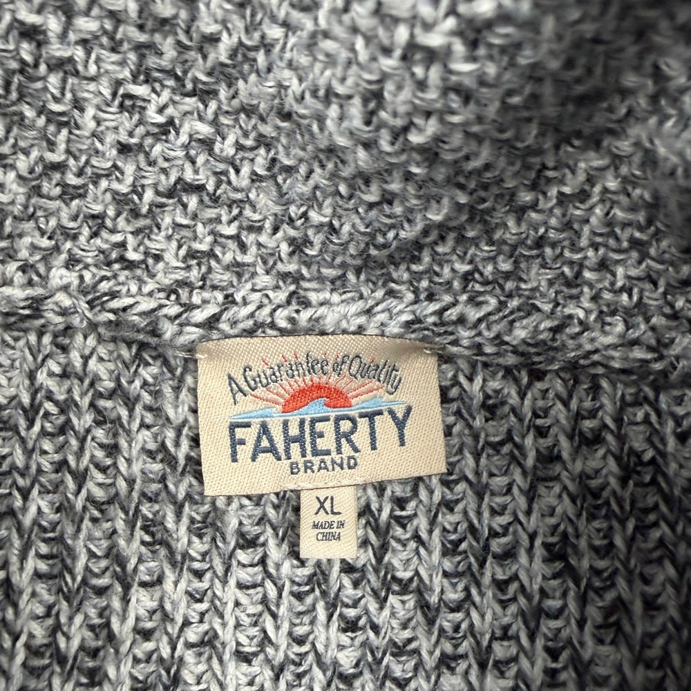 Faherty Cardigan Sweater Mens XL Gray Shawl Collar Cashmere Blend Knit - Picture 3 of 10